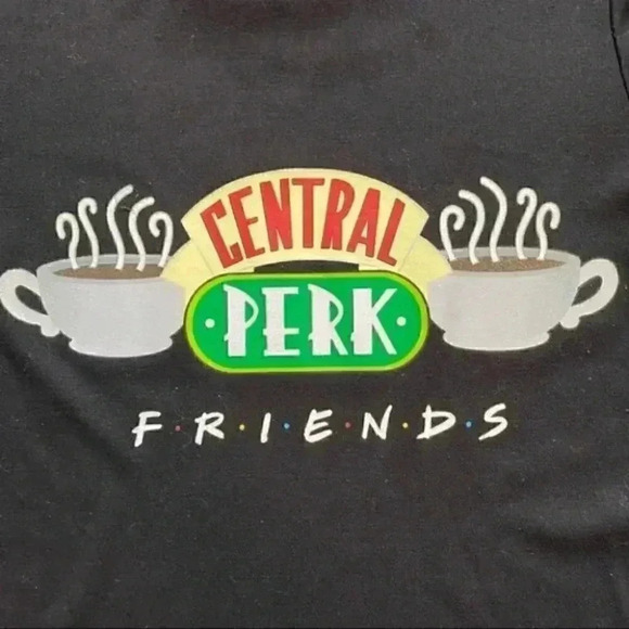 Friends T-Shirt Central Perk Graphic Print Cropped Fitted Y2K Baby Tee Black XS - Picture 15 of 16